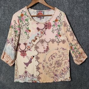 Johnny was Downtown Printed Elbow-Sleeve Top Size L